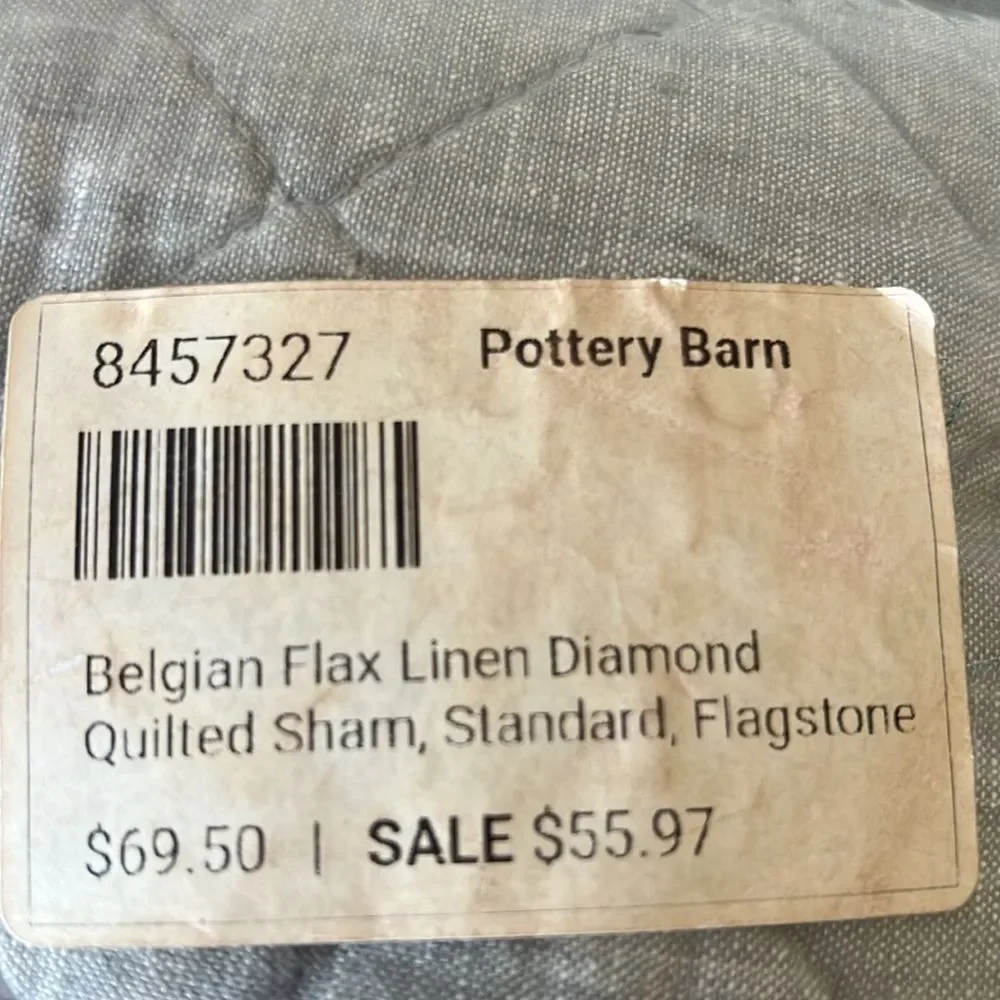 Pottery Barn Belgian Flax Linen Diamond Quilted Sham